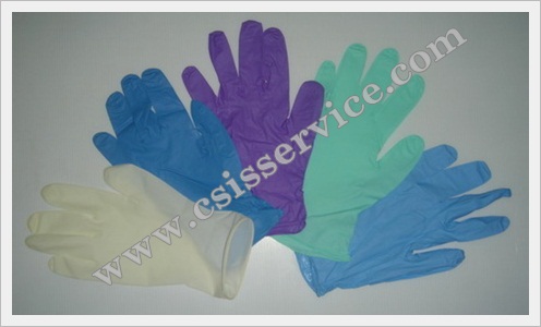 ถุงมือไนไตร์ / Nitrile glove  สีขาว สีฟ้า สีเขียว สีม่วง หนา 4,5,6 มิล